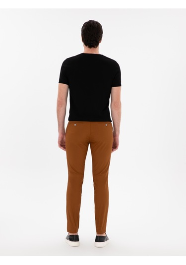 Cacharel Açık Kahverengi Slim Fit Pamuk Karışımlı Kanvas Pantolon