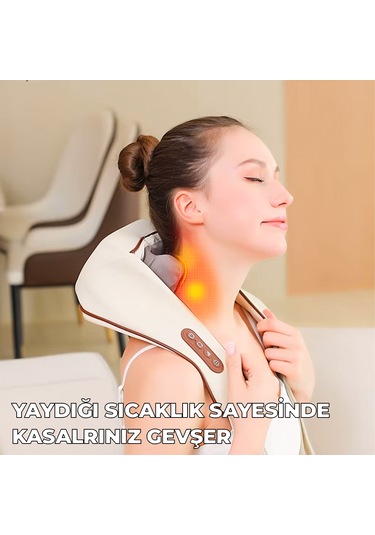 Şarjlı Ovmalı Isıtmalı Masaj Aleti Insan Eli Yoğurma Hissi Bej