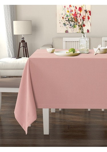 Türk Gülü Rengi Masa Örtüsü Kadife Dokulu Leke Tutmaz Türk Gülü