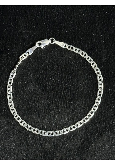 Modagümüşevi Özel Kutulu 925 Ayar Gümüş 4mm Erkek Forse Barlı Zincir Bileklik