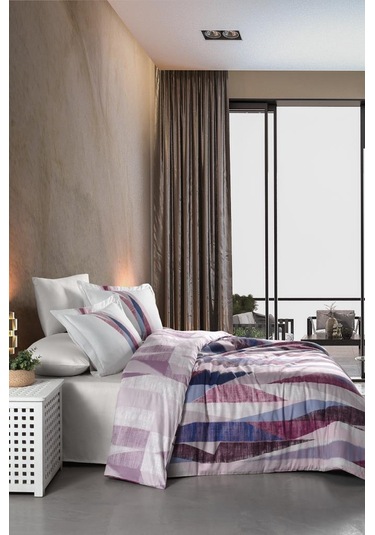 Dijital Saten Çift Kişilik Nevresim Takımı Prism Pembe