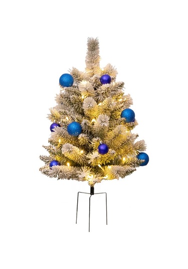 Yaozixa Bahçe İçin Elektrikli Kayın Ağacı - Mavi Kar Manzaralı, 8 Fonksiyonlu Isınma Işıkları Ve Su Geçirmez Pil Kutusu Tekli Paket