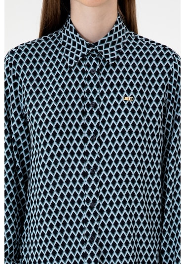 U.s. Polo Assn. Kadın Lacivert Gömlek Desenli 50317243-vr033 Lacivert