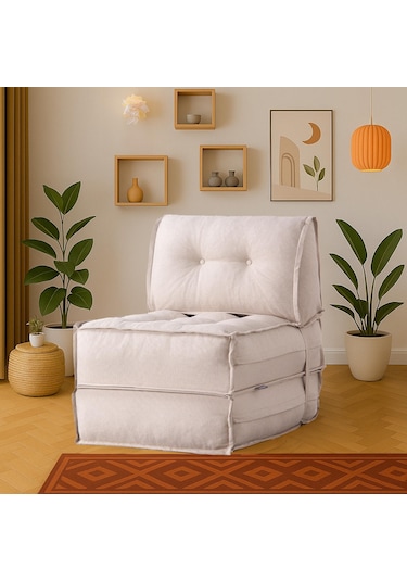 Yataklı Koltuk Mocca Keten Tek Kişilik Bej