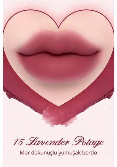 Dasique Kalp Tasarımlı Yoğun Pigmentli Köpük Yapılı Kadife Bitiş Sunan Ruj Souffle Color Pot 15 Lavender Potage 15 Lavender Potage