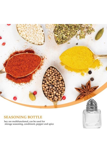 Kapaklı 10/15ml Baharat Şişesi Şeffaf Cam Tuz Kavanozu Dayanıklı Baharatlıklar Barbekü 5