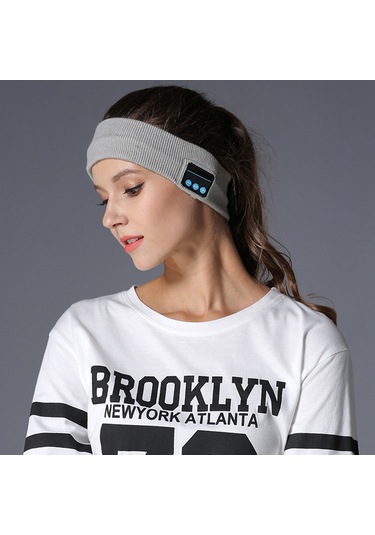 Geeroyoo Kablosuz Spor Baş Bandı - Bluetooth 5.0, 8 Saat Müzik Keyfi, Yıkanabilir Ve Rahat Uyku Kulaklığı Açık Gri