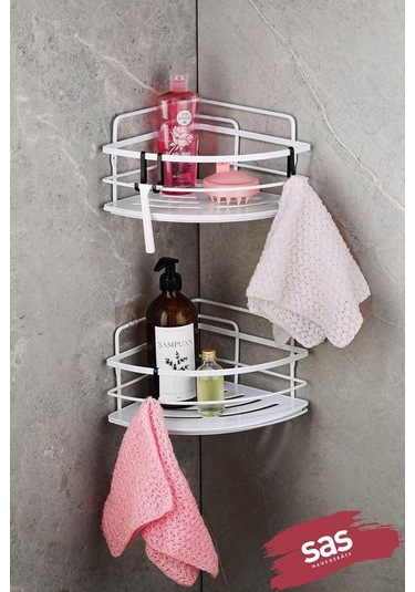 Haus Yapışkanlı Ömür Boyu Paslanmaz Kristal Ayarlanabilir Raf Banyo Düzenleyici Şampuanlık 2 Adet Lk-01 B Siyah