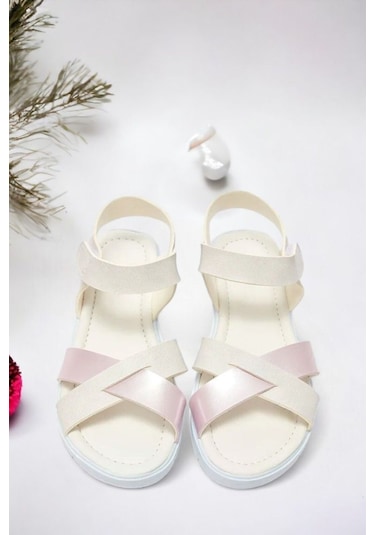 Çapraz Pudra Pembe Eflatun Kız Çocuk Sandalet 001