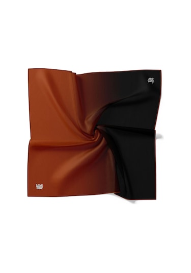 Levidor Twill İpek Eşarp - Degrade - Yeni Kiremit Siyah - Kiremit Siyah