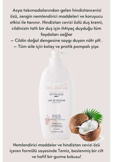 Byphasse Caresse Hindistan Cevizi Özlü Duş Kremi 1 L