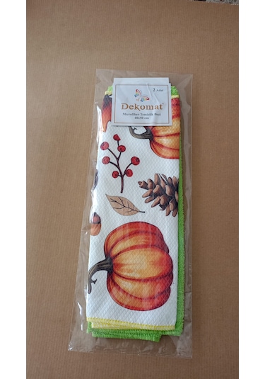 Microfiber Temizlik Bezi 40x50 Cm 2 Adet Bal Kabağı Bir Adet Baskılı Bir Adet Naturel
