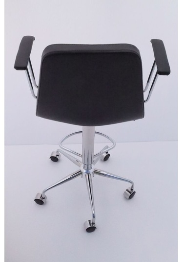 Rose Siyah Deri Tekerlekli Yüksek Bar Sandalyesi Çok Renkli