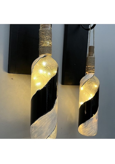 Led Işıklı Ahşap Siyah Renkli Vitray Cam Salon Bar Bahçe Dekoru Ş Çok Renkli
