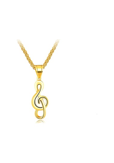 Altın Opk Yaratıcı Müzik Sembolü Kolye Titanyum Çelik Erkek Kolye Havlu Altın