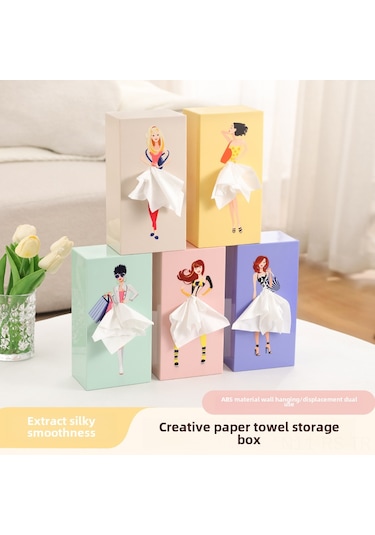 Reedark Kartoon Güzeli Mini Masaüstü Dekoratif Mendil Kutusu - Uçan Etki Li Rperi Renkli Kiz Figürlü Pratik Dekor Aleti