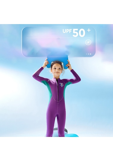 Vkemall Kız Çocuklar İçin 2.5mm Neopren Islaklık, Isı Sağlar, Yumuşak, Hafif, S Sıze, Dalış-sörf-kano İçin Mor Çok Renkli