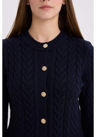 DeFacto Regular Fit Bisiklet Yaka Saç Örgülü Düğmeli Triko Hırka C9044AX25SPNV131 Lacivert DeFacto Regular Fit Bisiklet Yaka Saç Örgülü Düğmeli Triko Hırka C9044AX25SPNV131 Lacivert