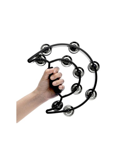 Midex Tf-26bk Çift Sıra 10 Zilli Siyah Tef Tamburin El Kavrama Aksamlı