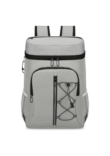 Symbee Outdoor Kamp İçin Çift Katlı Isı Yalıtımlı Büyük Buz Çantası, Çok Fonksiyonlu Piknik Sırt Çantası Oxford Kumaş, Alüminyum Folyo Açık Gri