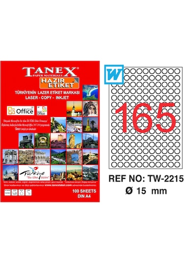 Tanex Tw-2215 15 Mm Lazer Etiket 100 Lü Paket