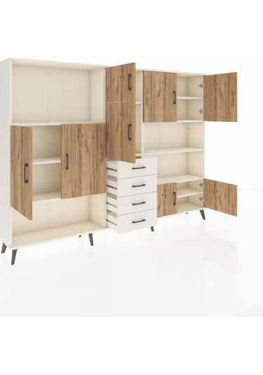 Arges Dolap 9 Raflı 4 Çekmeceli 8 Kapaklı 220x30x163 Aytaşı-çam/a Aytaşı-çam/aytaşı
