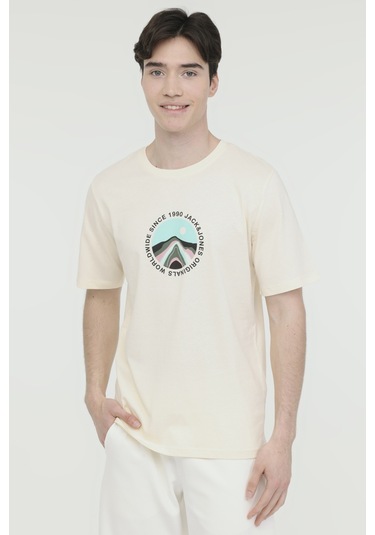 Jack &amp Jones Jorlafayette Tee Ss Crew Bej Erkek Kısa Kol T-shirt 000000000101961708 Bej