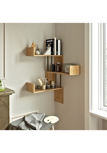 Robinhome Robin Home Atlantis Köşe Duvar Rafı Kitaplık As17-A