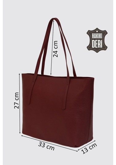 Hakiki Deri Kadın Omuz Çantası Bordo Smr6425 Bordo