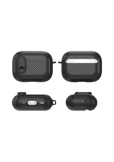 Airpods Uyumlu İçin 2/1 Karbon Fiber Doku Kablosuz Kulaklık Kılıfı Güvenlik Kilidi İle Kırmızı