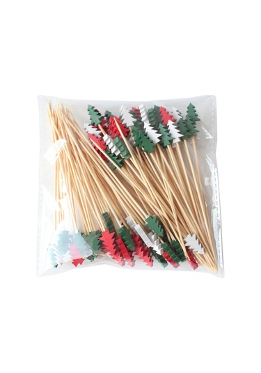 Yaozixa Beyaz 12cm Noel Ağacı Desenli Tek Kullandım Meyve Çatalı, 100 Adet/paket, Fabrika Satışı, Tatlı Ve Meyve Servisi İçin