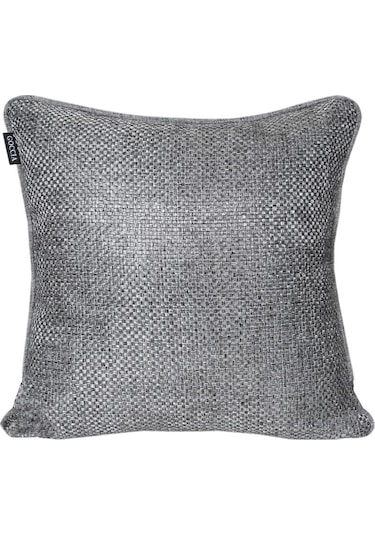 4'lü Hasır Dokulu Fitilli Çift Taraflı Kırlent Kılıfı Koyu Gri-1012