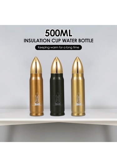 Ulzyvf Paslanmaz Çelik 500ml Termos Matara - Altın Sıcak Soğuk Koruma, Seyahat Ve Spor İçin Altın