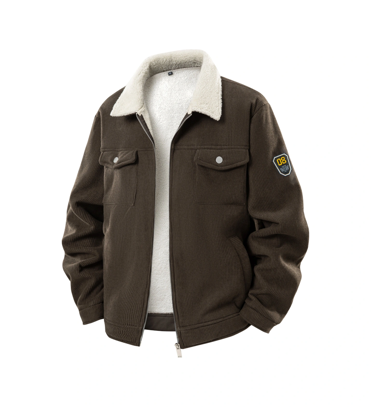 Erkek Sonbahar Ve Kış Kadife Ceket, Kadife Ve Kalın Yakalı İş Kıyafeti Kuzu Derisi Erkek Ceketi Kahve