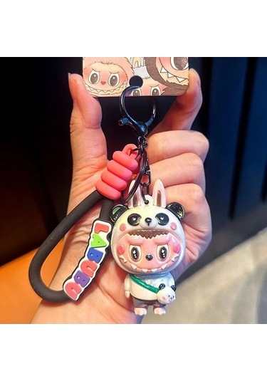 Novahub Yeni Karikatür Hasır Şapka, Labubu Kumaş, Küçük Koyun Anahtarlık, Sevimli Kadın İçin Dekorasyon Anahtar Zinciri