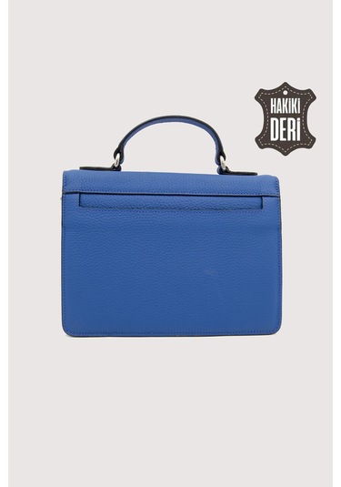 Hakiki Deri Kadın El Çantası Mavi Smr9022 Mavi