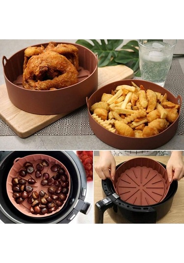 Bloomnest Hava Fritöz Silikon Paneli, Yağsız Pişirme Bandı, Mikro Kaplamalı, Gıda Güvenlikli Silikon Malzeme Gri