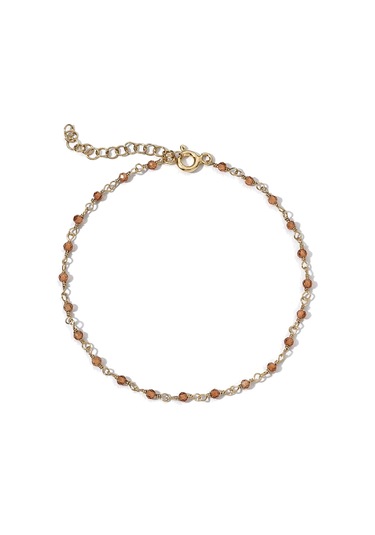 14 Ayar Altın Kaplama Sitrin Doğal Taşlı El Yapımı Gümüş Bileklik - Cbs00133 Altın