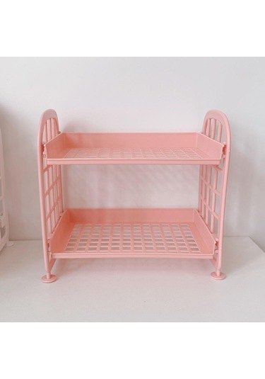 Pembe Kawaii Macaron Minimalist Masa Masaüstü Organizatör Depolama Rafı Öğrenci Yurdu Katlanır Içi Boş Raf Cilt Bakımı Depolama Rafı