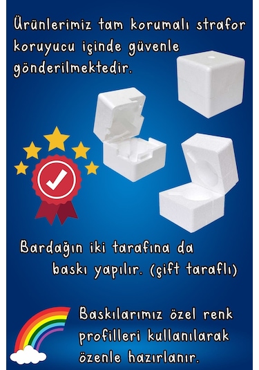 Penguen Baskılı Kupa Bardak Çift Taraflı Kişiye Özel Çerçeveli Renkli Model 4 Çok Renkli