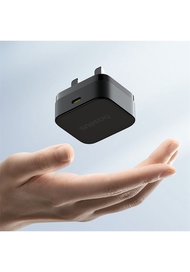 Tongxida Baseus 20w C Tipi Hızlı Şarj Adaptörü, İngiltere Fişi, Siyah Kablo Siyah