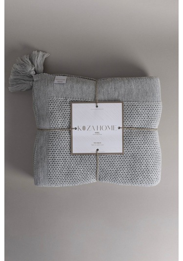 Miel Gri Kenarı Ponponlu Tek Kişilik Battaniye 160x220 37106 Gri