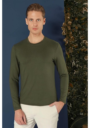 Ts 870 Slim Fit Haki Spor T-shirt Haki