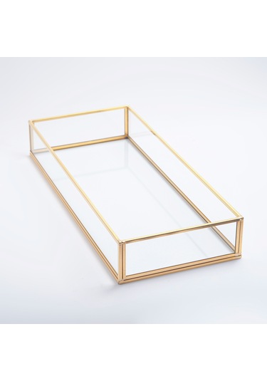 Cam Tepsi Pirinç & Gold 35x15x5cm