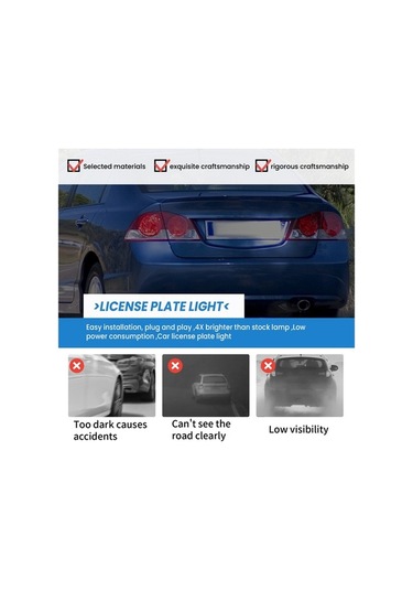 Ulzyvf Siyah Plaka Led Lambası Honda Honda Civic Araba Adet Accord 2 Fe