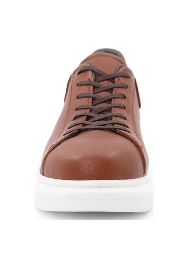 Günlük Gizli Topuklu Taba Hakiki Deri Boy Uzatan Ayakkabı Taba