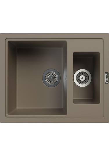 Polex Cristalüx Granit Evye P-04 Toprak 1.5 Gözlü Tezgah Altı Ve Tezgah Üstü Kare Mutfak Evyesi 59.5x49 CM