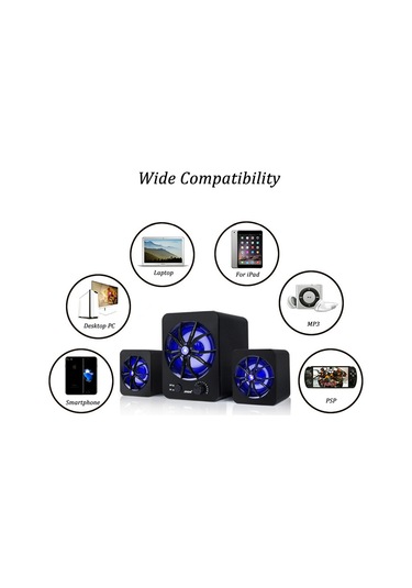 Reedark D-207 Usb Led Işıklı Taşınabilir Hoparlör - Stereo Ses, Çift Hoparlör, Bilgisayar/tablet/smartphone Uyumlu Siyah