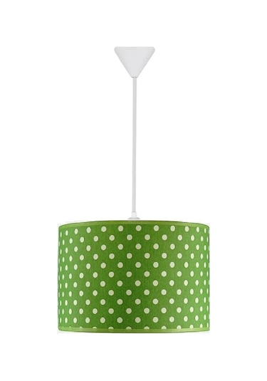 Şenay Aydınlatma Silindir Kumaş Sarkıt Avize-Yeşil Puantiye