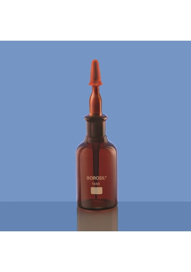 Damlatma Şişe Cam Amber 250 Ml -Kauçuk Pipetli-Kapaklı Borosil